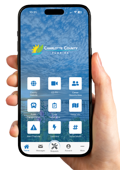 Hand holding mobile phone with app open